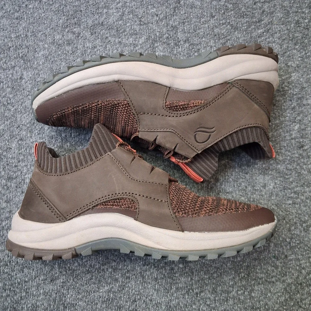 Strole Eastridge S869W Womens 8 Brown Leather Knit Walking Shoes SoftStride Sole
